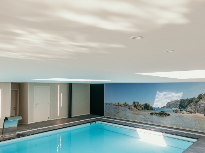 Akoestisch spanplafond in wellness Akoestisch spanplafond in wellness